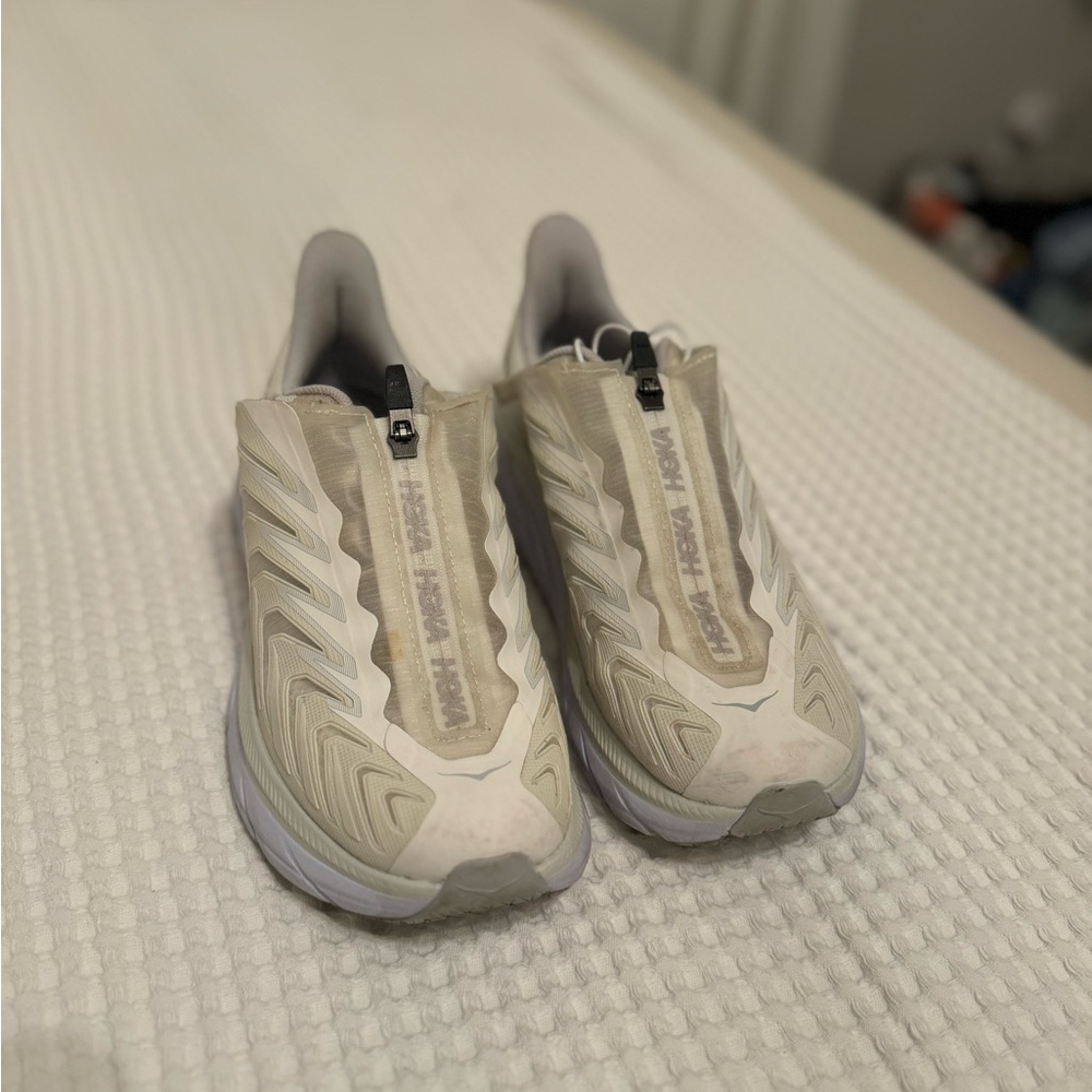 White and Gray Slip-On Sneakers